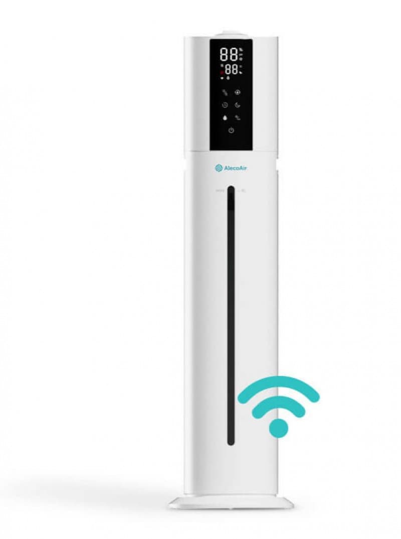 Resigilat - Umidificator AlecoAir U40 Tower White  WiFi  Lampa UV-C  Higrostat  Lumini ambientale  Vapori calzi  Aromaterapie — reducere 49% de la 599 lei la 305,79 lei