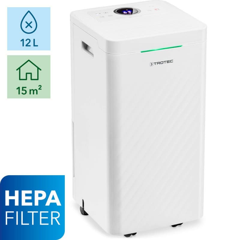 Resigilat - Dezumidificator si Purificator de aer TROTEC TTK27 HEPA  12 l/zi  90 m3/h  Senzor umiditate   Filtru HEPA  Higrostat — reducere 48% de la 1.039 lei la 536,36 lei