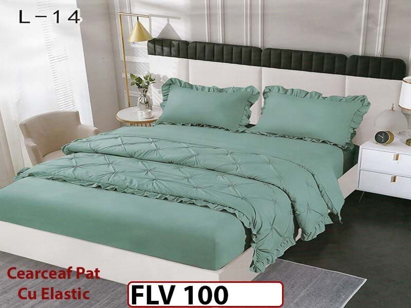 Lenjerie din Finet 4 piese cu pliuri cu Elastic - FLV 100 — reducere 41% de la 220 lei la 129 lei