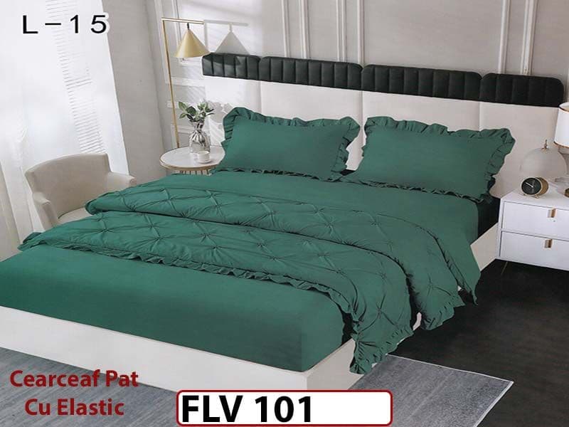 Lenjerie din Finet 4 piese cu pliuri cu Elastic - FLV 101 — reducere 41% de la 220 lei la 129 lei