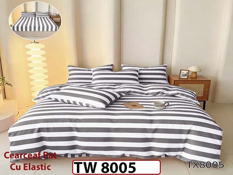 Lenjerie din finet  4 piese si cearceaf cu elastic - TW 8005 — reducere 30% de la 199 lei la 139 lei