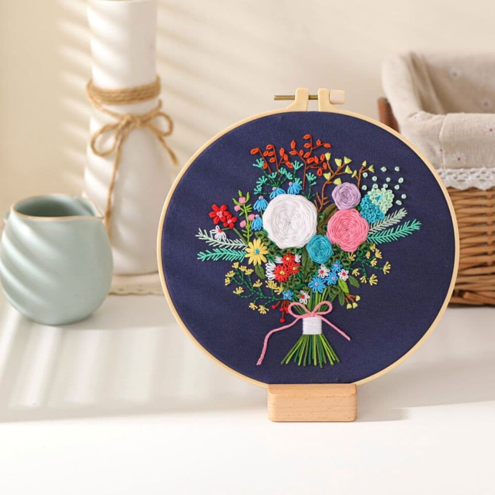 Kit Broderie DIY, Buchet Flori de camp — reducere 69% de la 75 lei la 23,14 lei