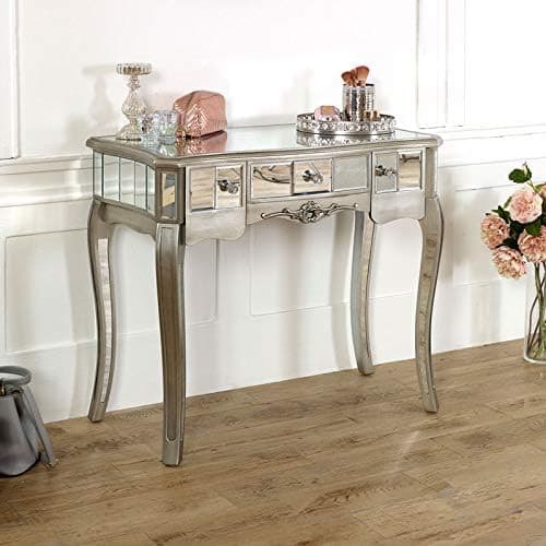 MAOG101 - Masa toaleta oglinda, 90 cm, cosmetica machiaj masuta vanity birou, Argintiu — reducere 18% de la 2.349 lei la 1.924,79 lei