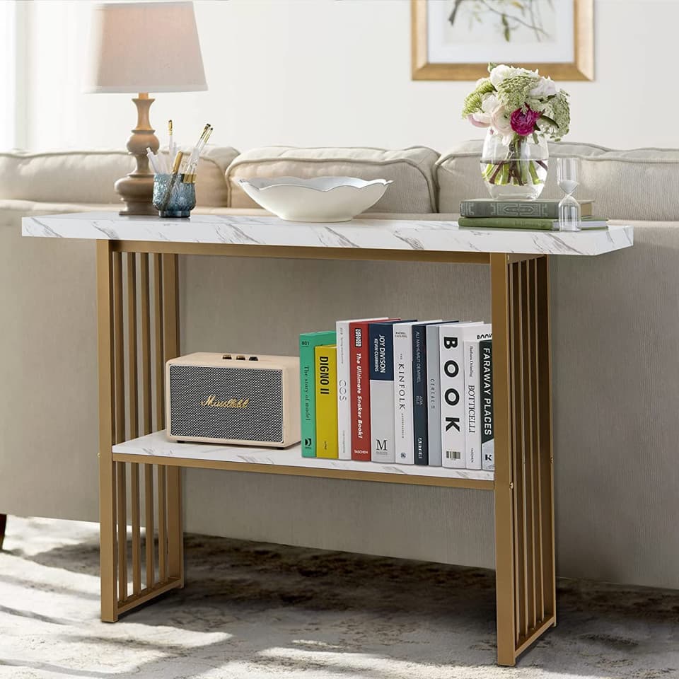 MAU6 - Masa Consola 120x29x92 cm, masuta hol, living, dormitor - Aurie — reducere 20% de la 1.349 lei la 1.073,55 lei