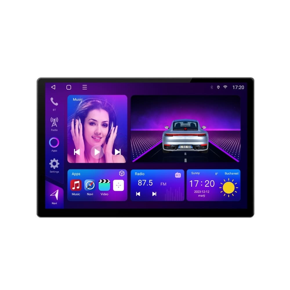Navigatie dedicata cu Android Renault Clio V dupa 2019, 2GB RAM, Radio GPS Dual Zone, Display 2K QLED 13" Touchscreen, Internet Wi-Fi si slot SIM 4G, Bluetooth, MirrorLink, USB — reducere 28% de la 2.249 lei la 1.610,74 lei
