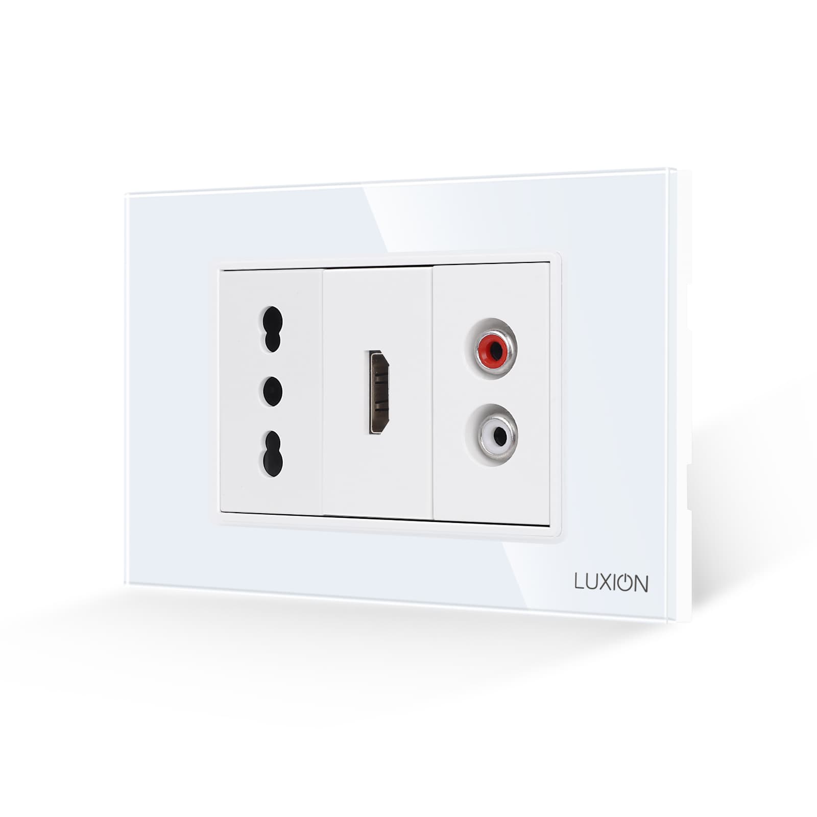 Priza Ingusta + HDMI + Audio cu Rama Din Sticla LUXION, Standard Italian, 3M — reducere 27% de la 115 lei la 84,03 lei