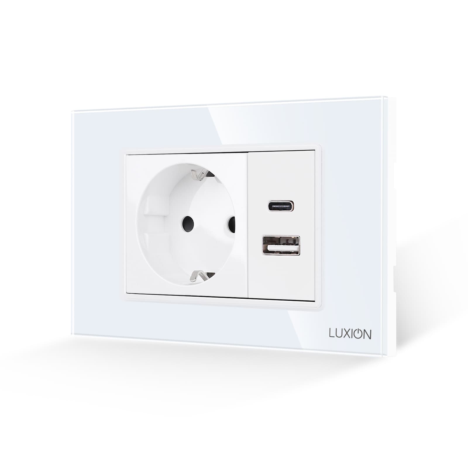 Priza Schuko si USB A+C cu Rama din Sticla LUXION, Standard Italian, 3M — reducere 27% de la 99 lei la 72,27 lei