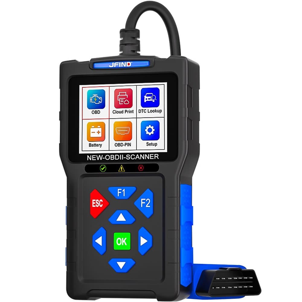 Tester auto JFIND JF700 Pro OBD2 Scanner – Diagnostic complet motor, baterie si senzori, 12V, ecran color — reducere 26% de la 189,97 lei la 140,47 lei