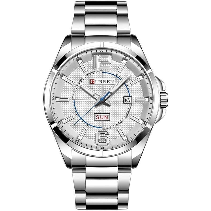 CEAS BARBATESC Ceas barbatesc Quartz, Curren cu afisaj data si zi a saptamanii, Inox — reducere 32% de la 120 lei la 81,82 lei