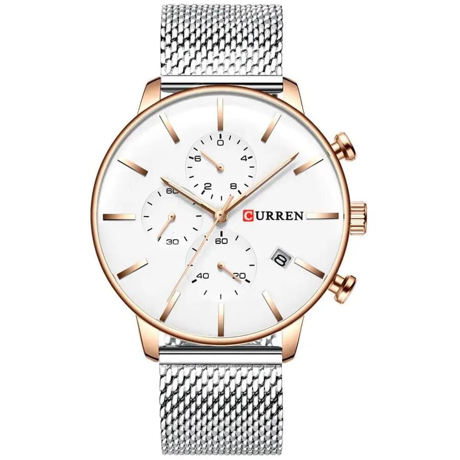 Ceas barbatesc Curren, Quartz, Cronograf, Afisaj Data, Steel — reducere 59% de la 200 lei la 81,82 lei