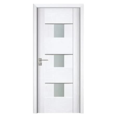 Usa Interior din MDF Novo Doors ND06 LUX PREMIUM, Cadru din Lemn Masiv, KIT COMPLET, Toc Reglabil de 10 CM INCLUS, Plinta pe Ambele Parti (Culoare: Alb, Dimensiune: 80 cm, Toc: Reglabil 10 cm, Maner: — reducere 34% de la 1.624 lei la 1.073,55 lei