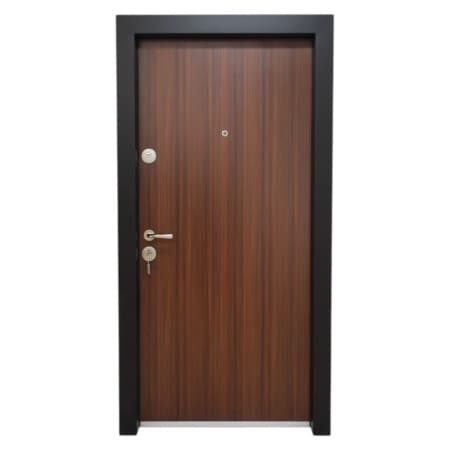 Usa metalica de exterior cu izolatie si vizor Novo Doors NDS305 Din compozit, 2 yale, Kit complet, Pentru case, Nuc (Dimensiune: 98 cm, Sens deschidere: Stanga) — reducere 34% de la 2.999 lei la 1.982,64 lei