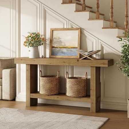 MAM20 - Masa Consola din Lemn, 160 cm, masuta hol, living, dining, dormitor - Maro — reducere 29% de la 2.099 lei la 1.486,78 lei