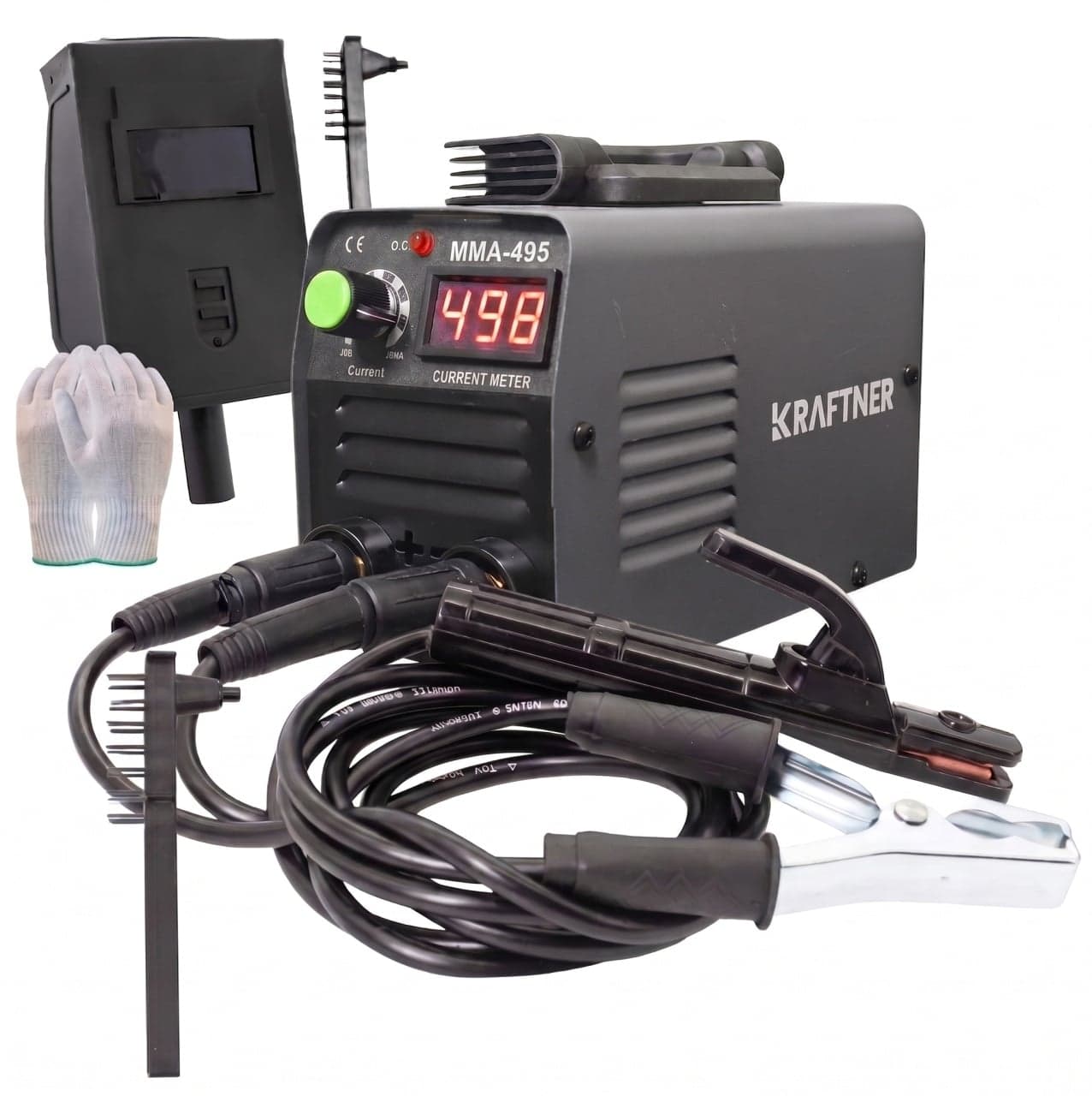 Aparat de sudura invertor MMA, KRAFTNER, 495a, afisaj digital, accesorii incluse, manusi bonus, cablu 1,8m KF-2759 — reducere 48% de la 288 lei la 149 lei