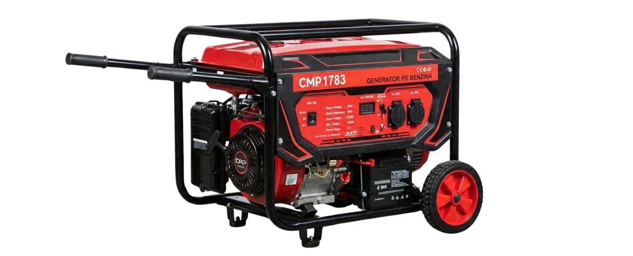 *PORNIRE ELECTRICA* Generator de curent 4000W, rezervor 16l, roti de transport, Regulator Tensiune (AVR), Campion PROFESSIONAL CMP1783 — reducere 21% de la 1.399 lei la 1.099 lei