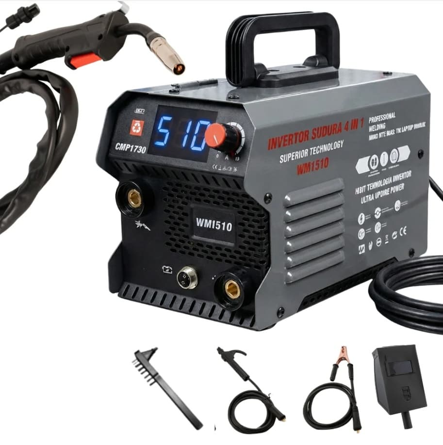 Aparat de sudura tip Invertor cu sarma 510A, MMA/MIG/MAG (TIG LIFT optional) *CABLU SUDURA 2M*, afisaj digital, ventilat, URAL MASH IGBT TEHNOLOGY ULTRA HYBRID POWER, CMP1730 — reducere 49% de la 583,21 lei la 299 lei