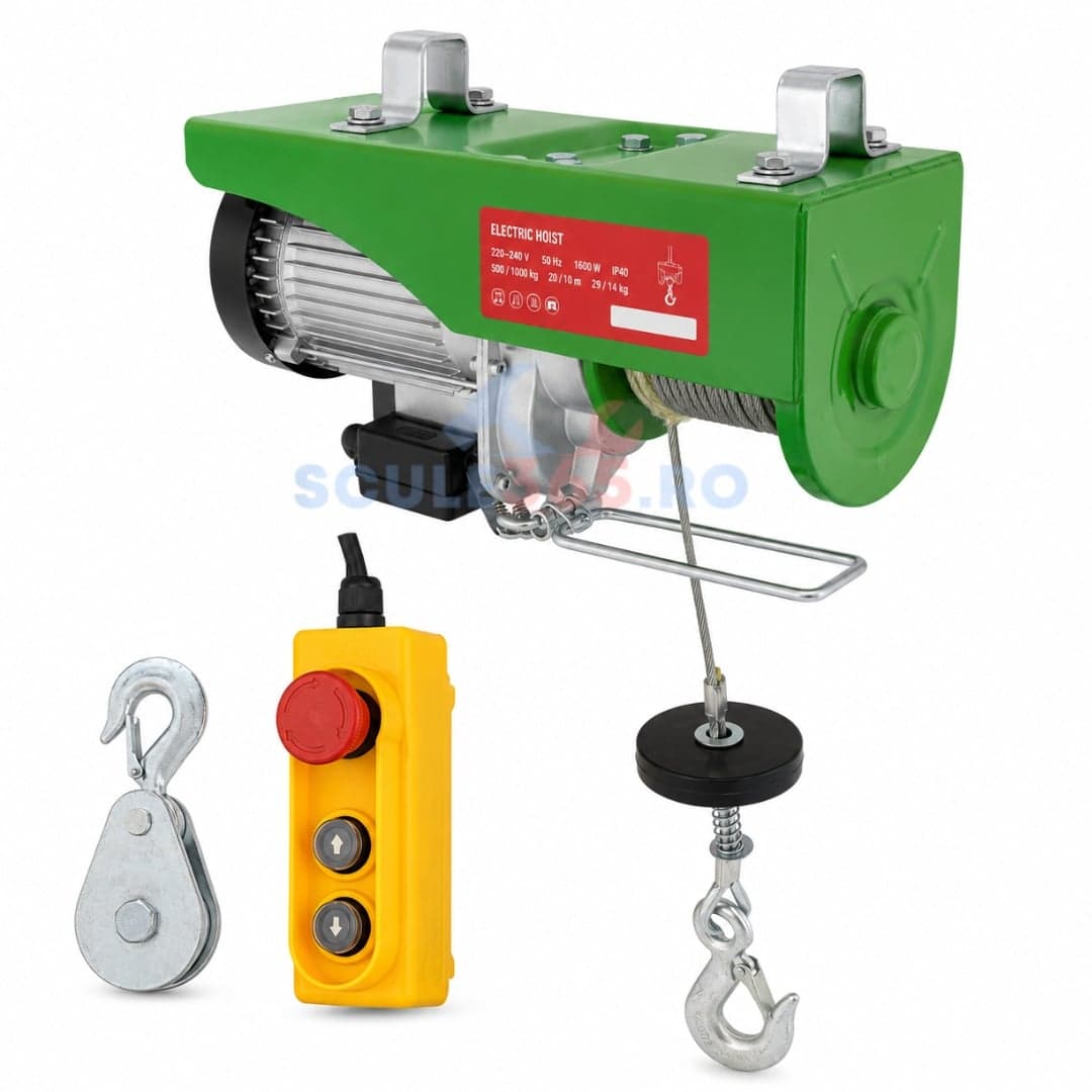 Macara electrica 1200kg, 1600w, 20m / 10m, troliu electric, electropalan CAMPION PROFESSIONAL — reducere 29% de la 999 lei la 714 lei