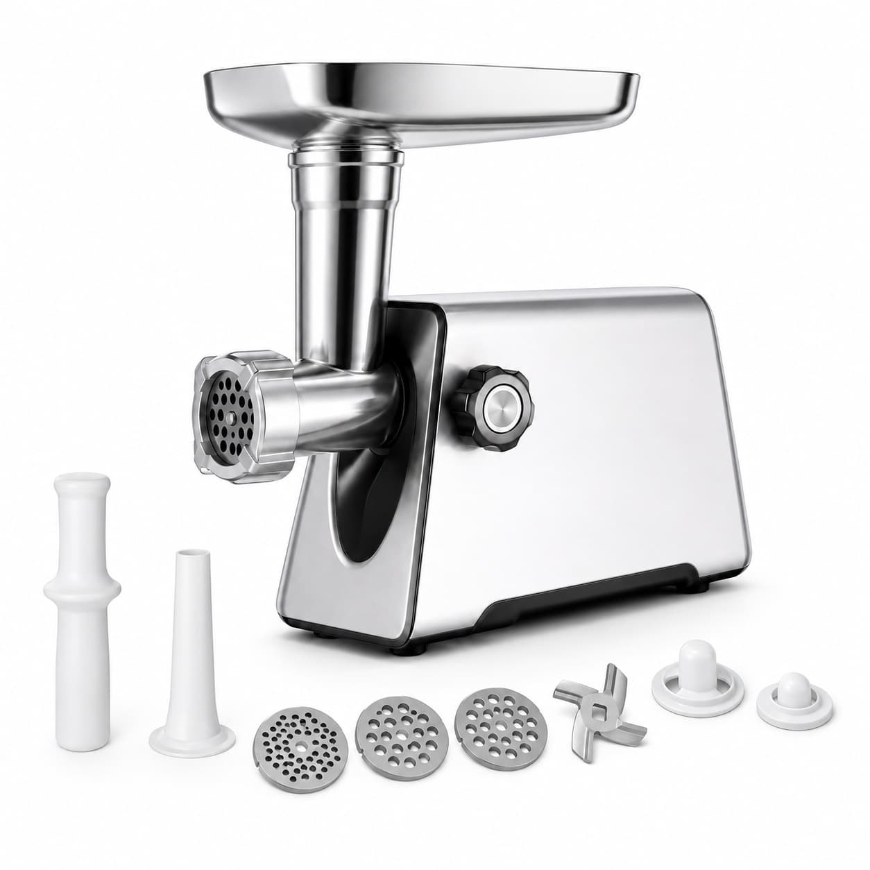 Masina de tocat carne INOX, 3500W, functie reverse, 3 in 1 cu adaptor chiftele, carnati CAMPION PROFESSIONAL — reducere 41% de la 399 lei la 237 lei