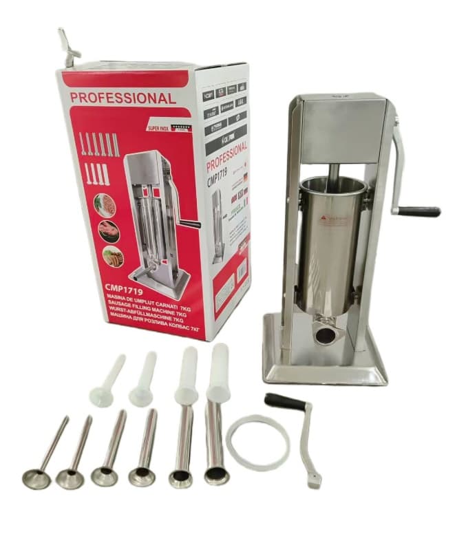 Masina de umplut carnati profesionala FULL-INOX, 7KG, 6 palnii inox Campion CMP1719 — reducere 23% de la 698 lei la 539 lei