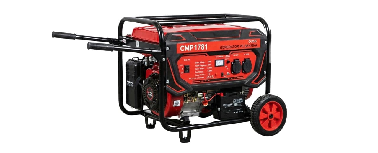 *PORNIRE ELECTRICA* Generator de curent 3000w, rezervor 16l, roti de transport, Regulator Tensiune (AVR), pe benzina 4 timpi Campion PROFESSIONAL CMP1781 — reducere 36% de la 1.611 lei la 1.039 lei
