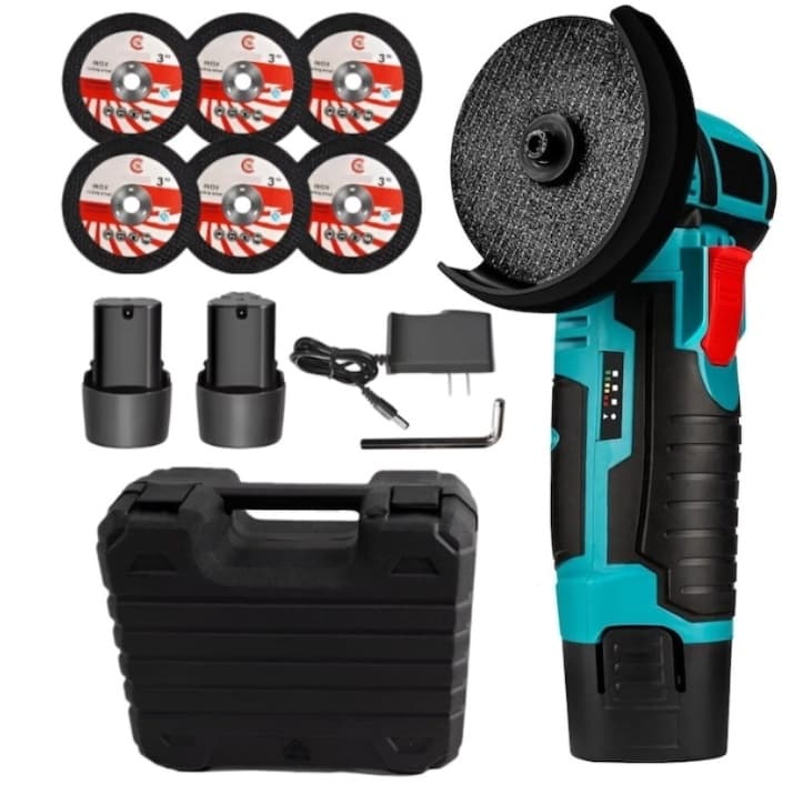 Set mini flex polizor unghiular 3ah, 48v, 76mm, portabil cu trusa, 1500rpm Campion CMP1692 — reducere 25% de la 118 lei la 89 lei