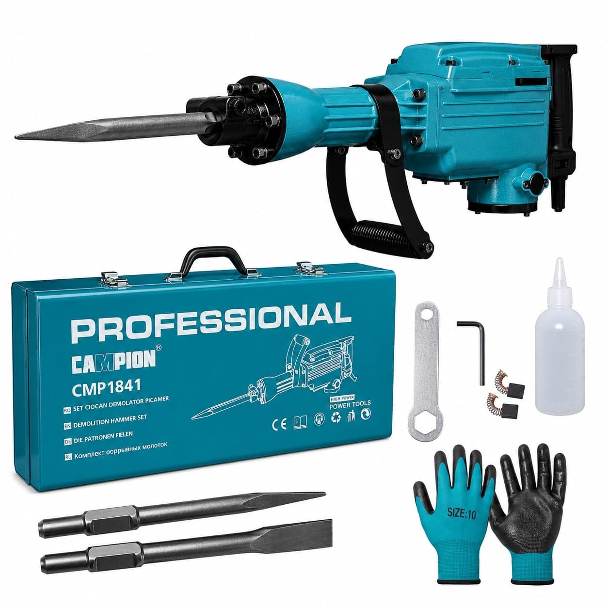 Ciocan Demolator picamer 3500w, 60j, 1800rpm, 16kg, sds-hex 65mm, maner anti-vibratii CAMPION PROFESSIONAL CMP1841` — reducere 19% de la 699 lei la 569 lei