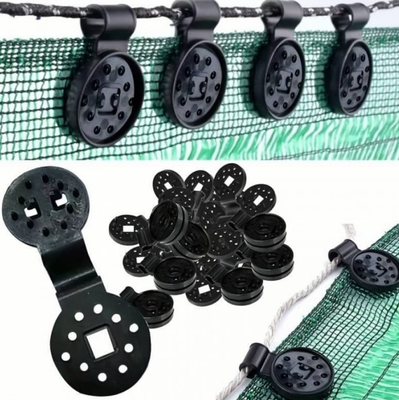 Set 100 cleme clipsuri plasa umbrire, profesionale, 10 pini prindere — reducere 34% de la 69 lei la 45,3 lei