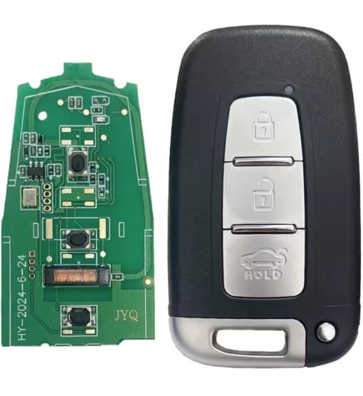 Cheie auto completa cu telecomanda Techstar compatibila cu Hyundai i20, i30, Sonata, Elantra, ix35, 3 butoane, 433 MHz, FCC SY5HMFNA04, 8325A-RBFNA433-SY5RBFNA433, PCF7952L, ID46, lama HYN14 — reducere 24% de la 129,97 lei la 99,15 lei
