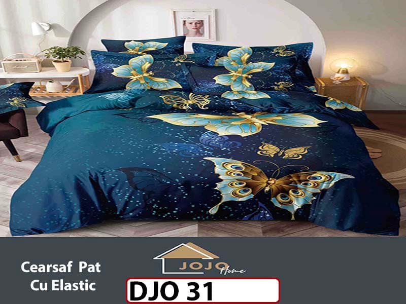 Lenjerie 3D din finet 4 piese 1 Persoana Cearceaf cu Elastec - DJO31 — reducere 34% de la 180 lei la 119 lei