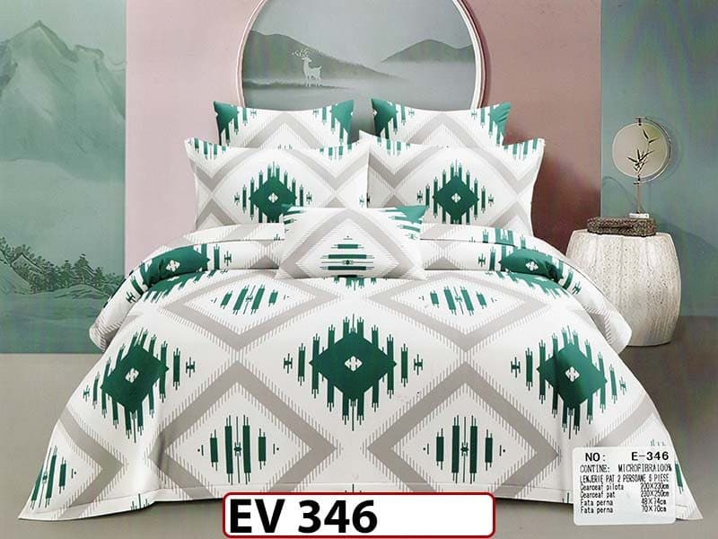 Lenjerie din bumbac Satinat 6 piese Casa New Concept - EV346 — reducere 41% de la 219 lei la 129 lei