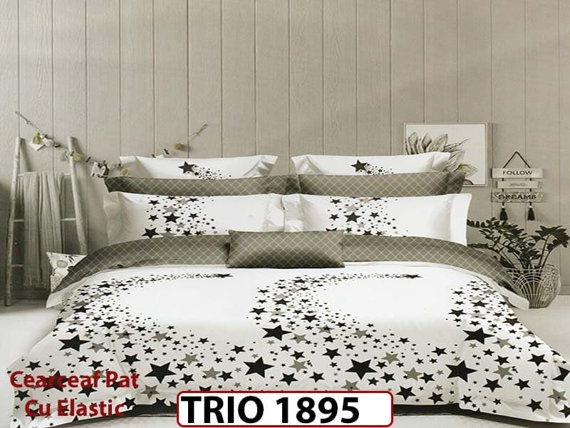 Lenjerie din finet 6 piese cearsaf cu elastic - TRIO1895 — reducere 63% de la 319 lei la 119 lei