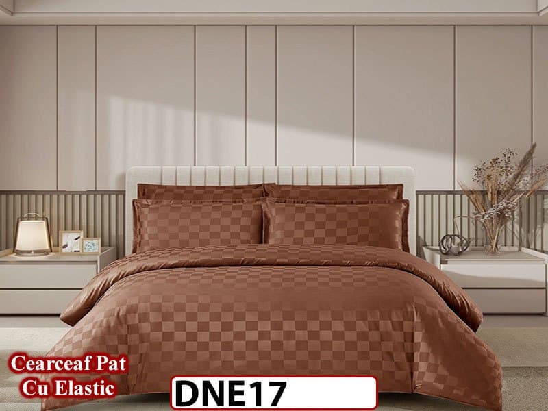 Lenjerie din damasc finet cu 4 piese, cearceaf cu elastic - DNE 17 — reducere 37% de la 219 lei la 139 lei