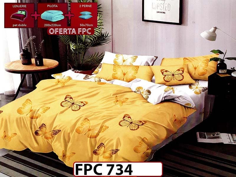 SET Lenjerie din Finet 6 Piese + Pilota 200x220cm + 2 Perne 50x70cm - FPC 734 — reducere 27% de la 300 lei la 219 lei