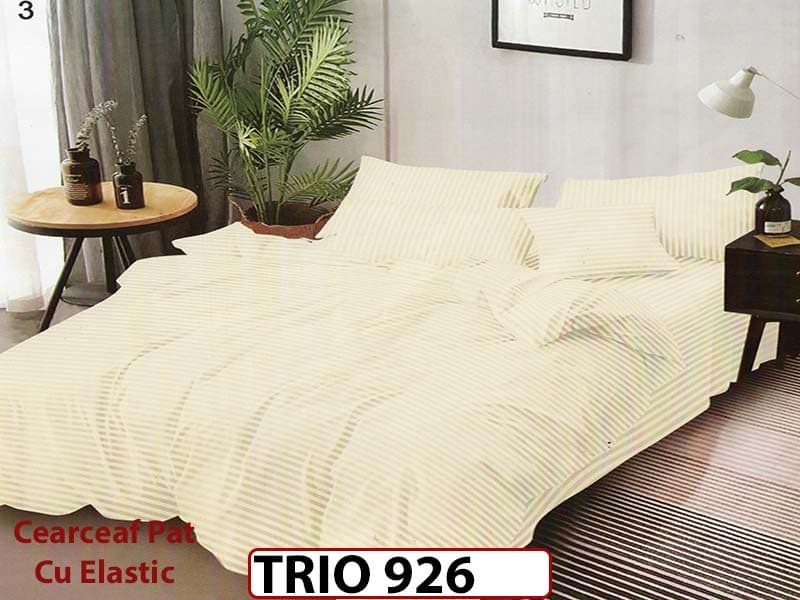 Lenjerie din damasc finetat 6 piese cearceaf cu elastic - TRIO926 — reducere 63% de la 319 lei la 119 lei