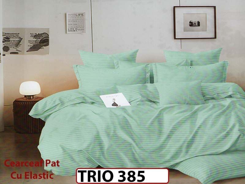 Lenjerie din damasc finetat 4 piese cearceaf cu elastic - TRIO385 — reducere 63% de la 319 lei la 119 lei