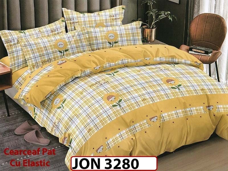 Lenjerie din finet 6 piese cearceaf cu elastic - JON 3280 — reducere 72% de la 319 lei la 89 lei