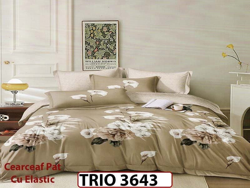 Lenjerie din FINET cu 6 piese cu cearceaf elastic - TRIO3643 — reducere 63% de la 319 lei la 119 lei