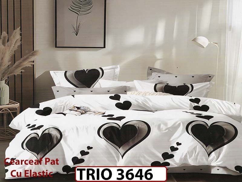 Lenjerie din FINET cu 6 piese cu cearceaf elastic - TRIO3646 — reducere 63% de la 319 lei la 119 lei