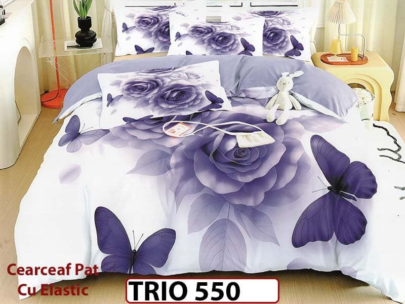 Lenjerie din FINET cu 6 piese cu cearceaf elastic - TRIO550 — reducere 63% de la 319 lei la 119 lei