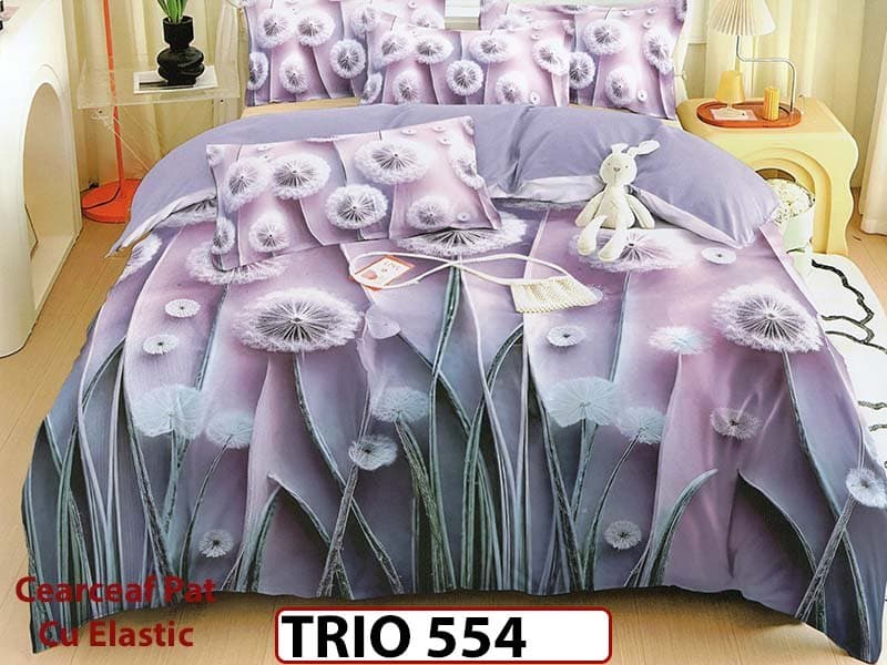 Lenjerie din FINET cu 6 piese cu cearceaf elastic - TRIO554 — reducere 63% de la 319 lei la 119 lei