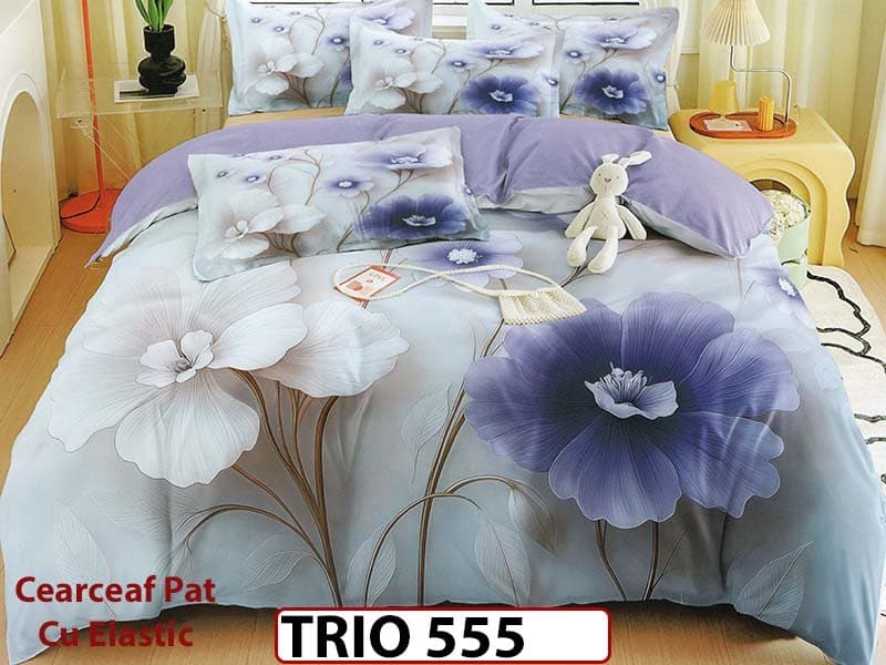 Lenjerie din FINET cu 6 piese cu cearceaf elastic - TRIO555 — reducere 63% de la 319 lei la 119 lei