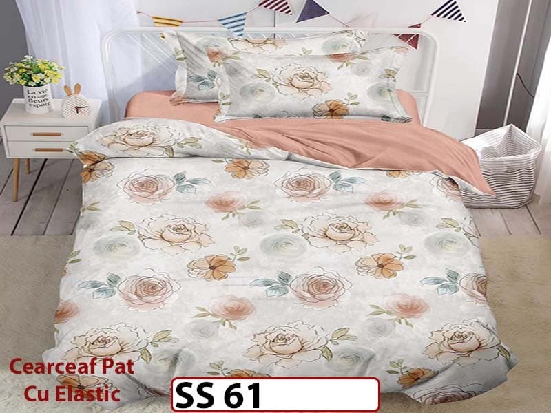 Lenjerie din finet 4 piese 1 Persoana Cearceaf cu Elastic - SS 61 — reducere 39% de la 180 lei la 109 lei