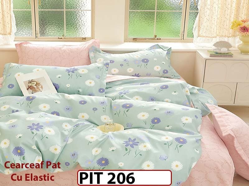 Lenjerie din finet 6 piese si cearceaf cu elastic - PIT206 — reducere 30% de la 199 lei la 139 lei