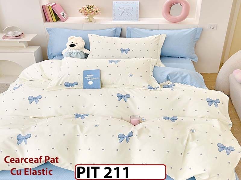 Lenjerie din finet 6 piese si cearceaf cu elastic - PIT211 — reducere 30% de la 199 lei la 139 lei