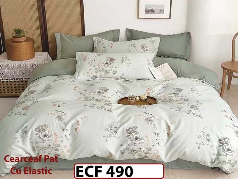 Lenjerie din finet 6 piese si cearceaf cu elastic - ECF 490 — reducere 30% de la 199 lei la 139 lei