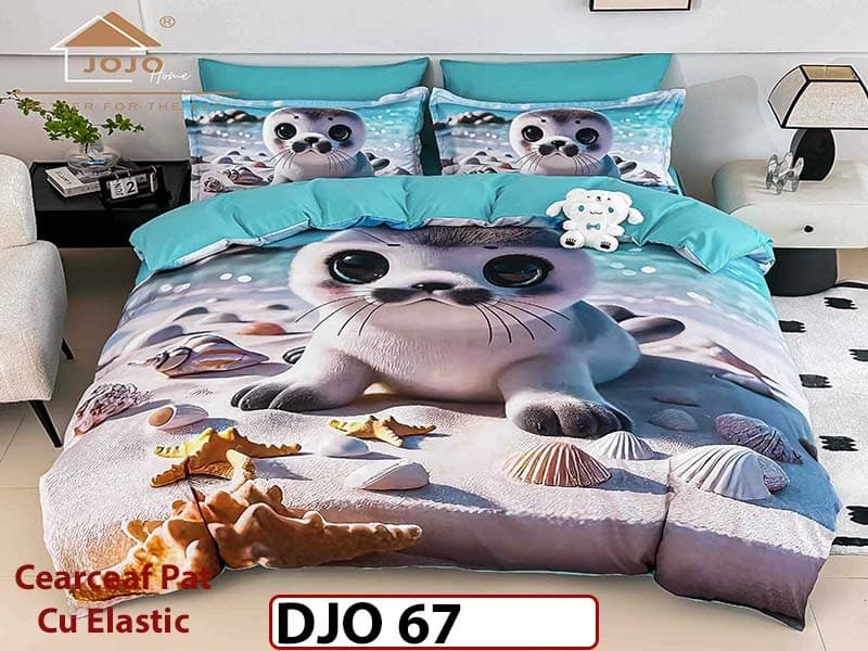 Lenjerie 3D din finet 4 piese 1 Persoana Cearceaf cu Elastec - DJO67 — reducere 34% de la 180 lei la 119 lei