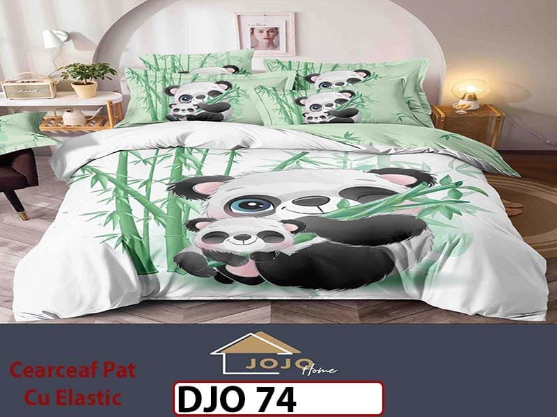 Lenjerie 3D din finet 4 piese 1 Persoana Cearceaf cu Elastec - DJO74 — reducere 34% de la 180 lei la 119 lei