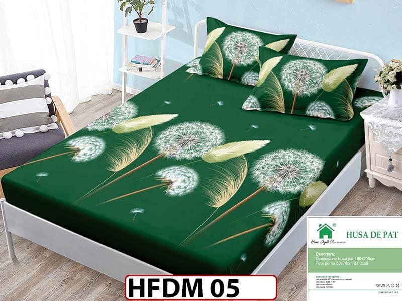 Husa de Pat din Finet + 2 Fete de Perne - Saltea 160x200 - Pat 2 Persoane - HFDM05 — reducere 30% de la 99 lei la 69 lei