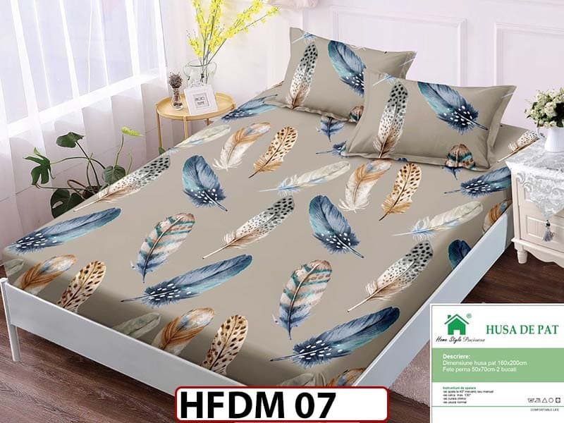 Husa de Pat din Finet + 2 Fete de Perne - Saltea 160x200 - Pat 2 Persoane - HFDM07 — reducere 30% de la 99 lei la 69 lei