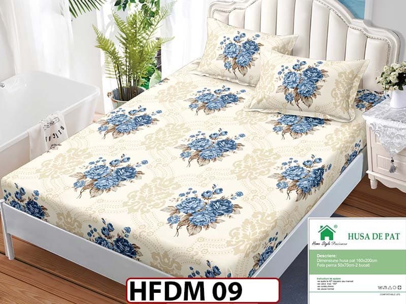 Husa de Pat din Finet + 2 Fete de Perne - Saltea 160x200 - Pat 2 Persoane - HFDM09 — reducere 30% de la 99 lei la 69 lei